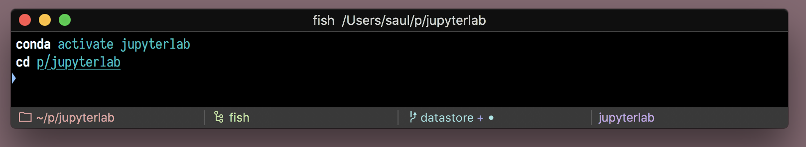 Screen shot of status bar in iTerm2  with conda environment shown
