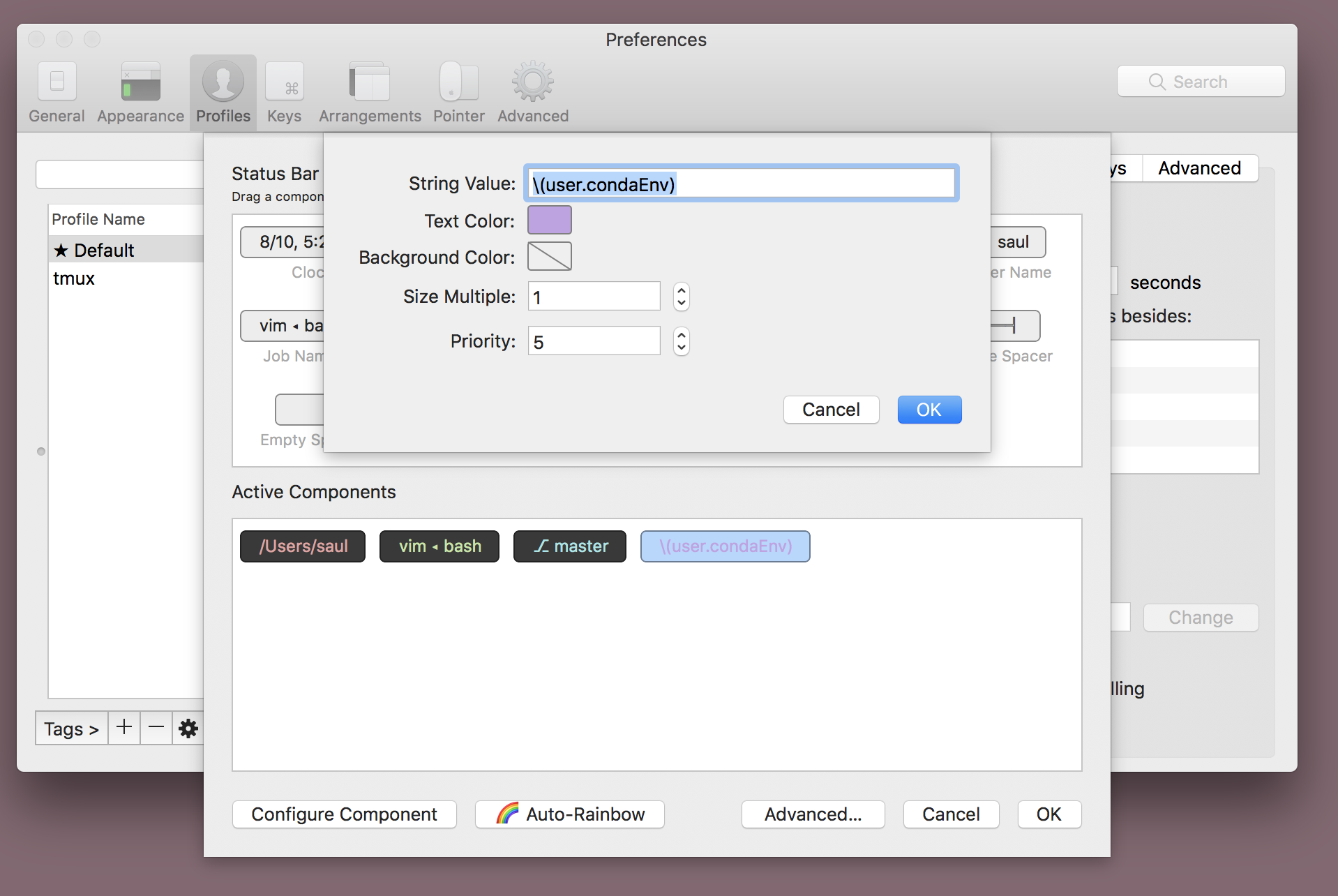 Screen shot of iTerm 2 preferences